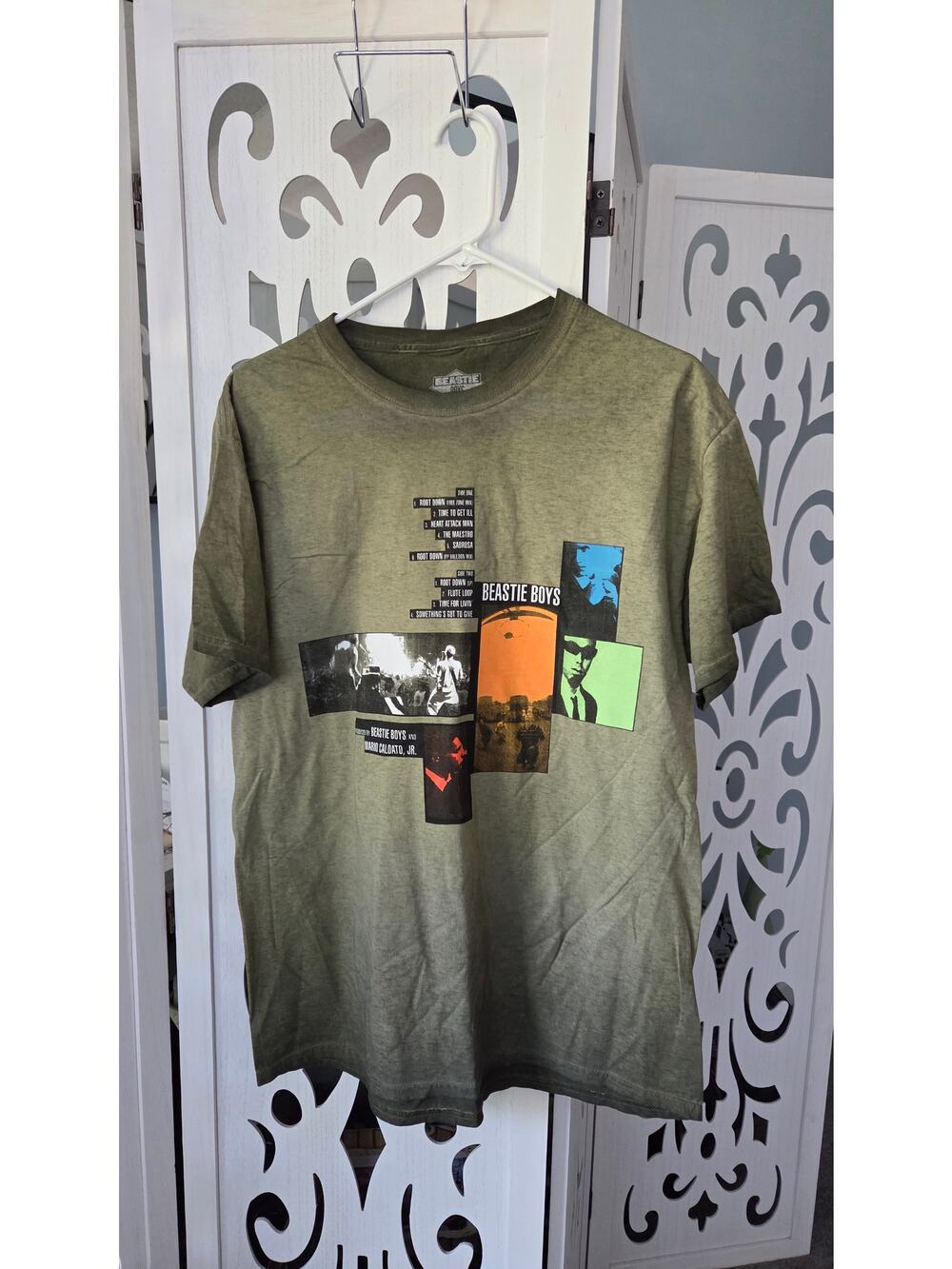 Beastie Boys Ill Communication Tracklist Graphic Tee Olive Green Mineral Wash L